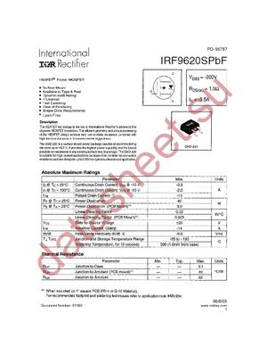 IRF9620SPBF datasheet  